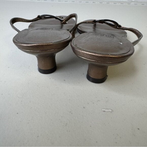 Vintage Impo 90s Y2K Bronze Metallic Straps Low Heel Slip On Sandals Size 7M - Picture 8 of 12